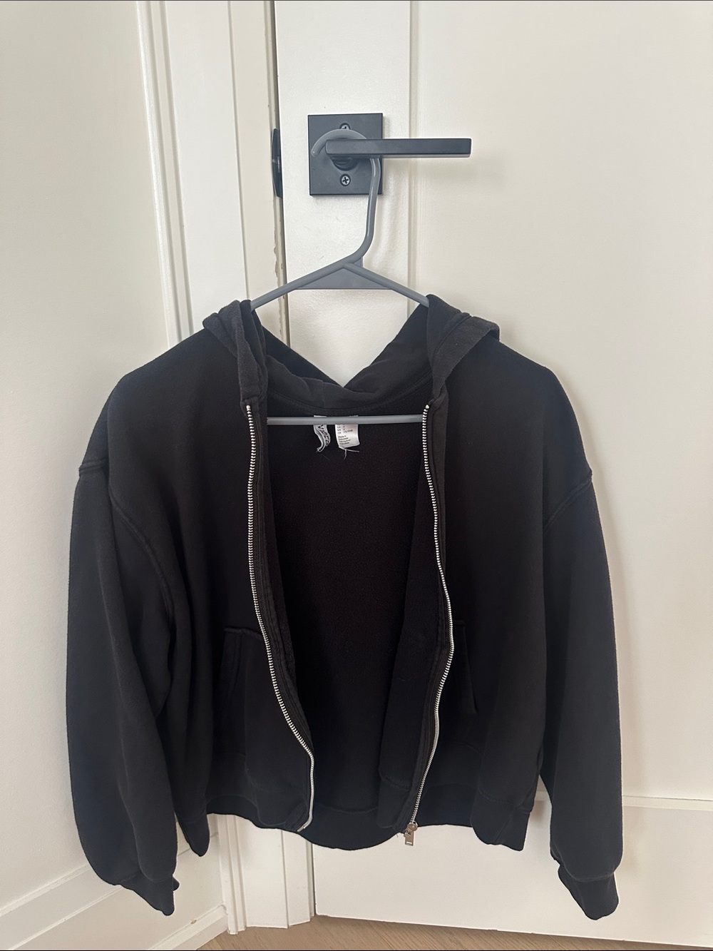 H&M Black Full-Zip Hooded Utility Jacket